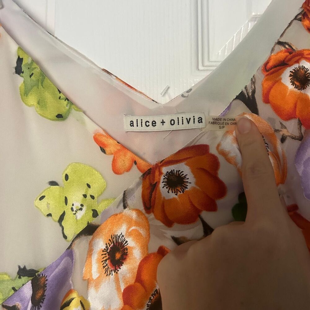 $385 Alice + Olivia Floral Silk Lined  Tank Top S - Picture 4 of 6